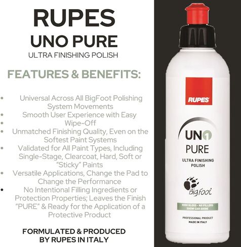 RUPES 5 Pack of High Performance Orbital Polishing Compounds - Includes 250 Milliliter Bottles of D-A Coarse, D-A Fine, UNO Protect, UNO Pure and Uno Advanced in Saudi Arabia