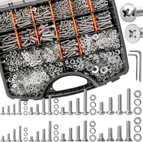 900PCS M4 Nuts and Bolts Assortment Kit 4mm-45mm, Upgraded Zinc Plated 12.9 Alloy Steel M4 Screw Assortment, Hex Socket Head Cap Machine Screws Bolts and Nuts Kit 4/6/8/10/12/14/16/20/25/30/35/40/45MM in Kuwait