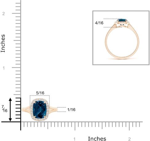 Angara Natural Claw-Set Cushion London Blue Topaz Halo split split shank in 14k solid gold/platinum | نوفمبر المولد ، عيد ميلاد ، المشاركة ، الذكرى السنوية ، هدية مجوهرات الزفاف للنساء in Saudi Arabia