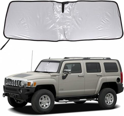 الزجاج الأمامي Sunshade لـ Hummer H3 2005-2009 النافذة الأمامية النافذة الشمسية الظل قابلة للطي قشرة الشمس المخصصة لوقاية أشعة الشمس المخصصة لأشعة الشمس الحاد in Kuwait