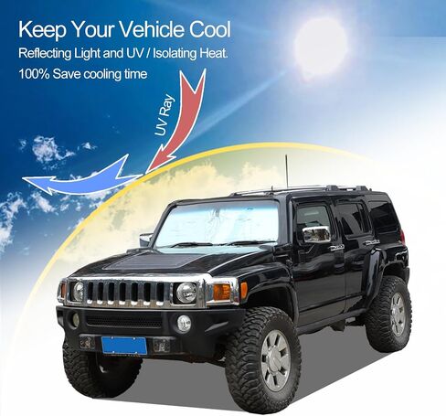الزجاج الأمامي Sunshade لـ Hummer H3 2005-2009 النافذة الأمامية النافذة الشمسية الظل قابلة للطي قشرة الشمس المخصصة لوقاية أشعة الشمس المخصصة لأشعة الشمس الحاد in Kuwait