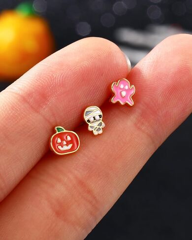 Jewseen 16g ، أقراط ، غضروف ، غضروف ، غضروف ، بالقرع ، Mummy Mummy Tragus Helix Conch ، Halloween Percing Jewelry for Women Men in Saudi Arabia