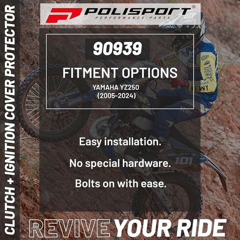 Polisport Clutch and Ignition Cover Protector Kit (Black) - Compatible with Yamaha YZ 250 (2005-2024) in Kuwait