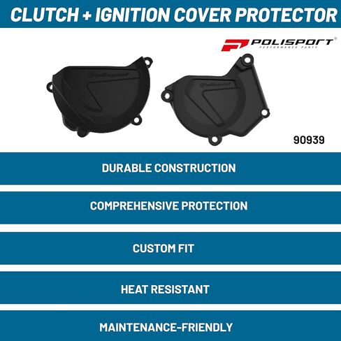 Polisport Clutch and Ignition Cover Protector Kit (Black) - Compatible with Yamaha YZ 250 (2005-2024) in Kuwait