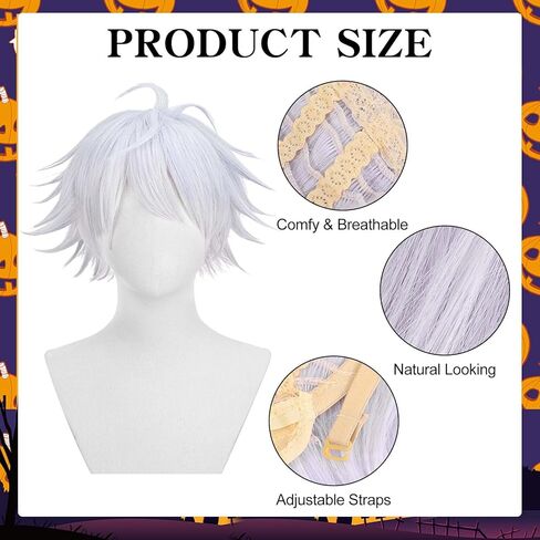 زي أنيمي أبيض مختلط الأرجواني مع نظارات أسود أبيض قصير ورموش زائفة للباس الهالوين in Kuwait