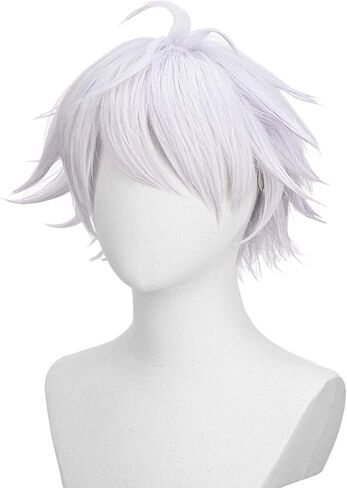 زي أنيمي أبيض مختلط الأرجواني مع نظارات أسود أبيض قصير ورموش زائفة للباس الهالوين in Kuwait