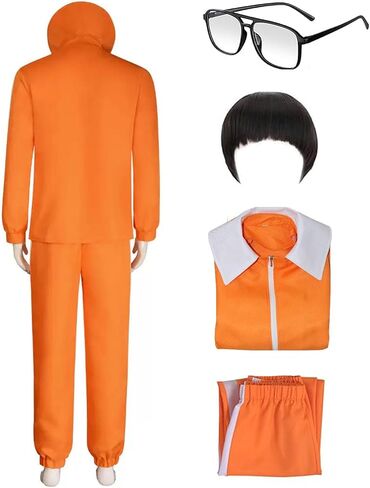 Men's Sportswear, including Black Square Eyeglass Frames and Wigs, Suitable For Sports, Role-Playing Parties, and Daily wear in Saudi Arabia
