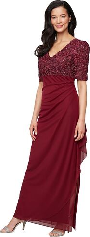 Alex Evenings Women's Wedding Guest Dress with V-Neck Stretch Sequin Bodice and Empire Waist (Petite and Regular Sizes) in Saudi Arabia