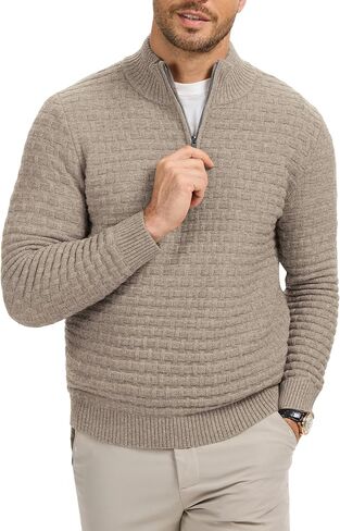 RQP Mens Quarter Zip Pullover Sweaters Relaxed Fit Knit Texture Sweater with Ribbing Edge in Saudi Arabia