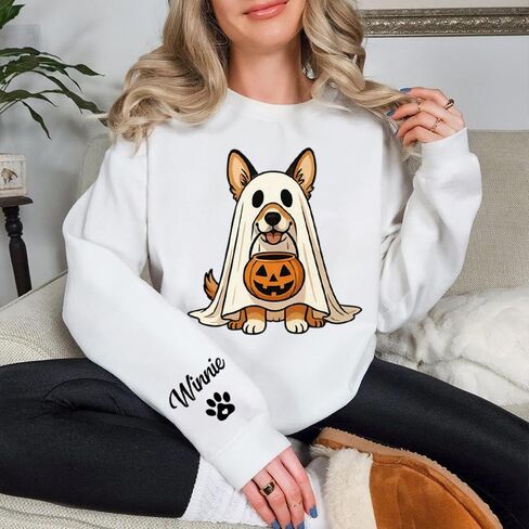 مخصص كورجي شبح قميص من النوع الثقيل ، هدايا عشاق كورجي ، هدايا أمي أمي للنساء ، هدايا هالوين مخصصة هدية ، قميص هالوين لمالك الحيوانات الأليفة in Kuwait