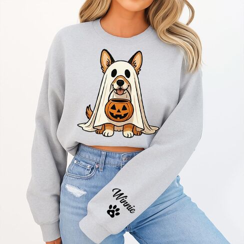 مخصص كورجي شبح قميص من النوع الثقيل ، هدايا عشاق كورجي ، هدايا أمي أمي للنساء ، هدايا هالوين مخصصة هدية ، قميص هالوين لمالك الحيوانات الأليفة in Kuwait