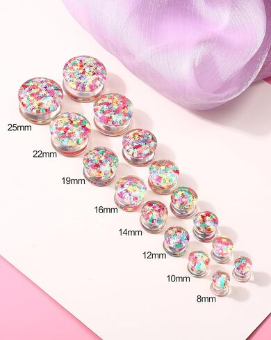 Jewseen 0g-1’’ Ear Gauges Plugs Double Flared Rainbow Star Ear Tunnels Stretchers Gauges for Women Plugs Piercing Jewelry in Saudi Arabia