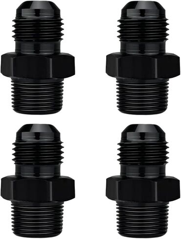 6an الذكور يضيء إلى 3/8 "محول تركيب الأنابيب NPT الألومنيوم مستقيم الأسود ، حزمة من 4 in Kuwait