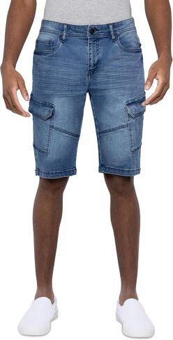 X RAY Men's 12" Slim fit Casual Denim Cargo Short, 6 Pockets Stretch Comfort Jean Cargo Shorts for Men in Saudi Arabia