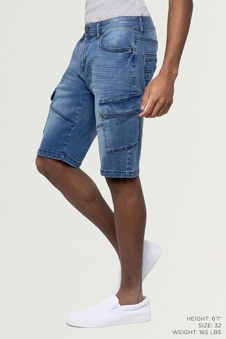 X RAY Men's 12" Slim fit Casual Denim Cargo Short, 6 Pockets Stretch Comfort Jean Cargo Shorts for Men in Saudi Arabia