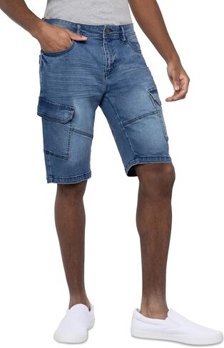 X RAY Men's 12" Slim fit Casual Denim Cargo Short, 6 Pockets Stretch Comfort Jean Cargo Shorts for Men in Saudi Arabia