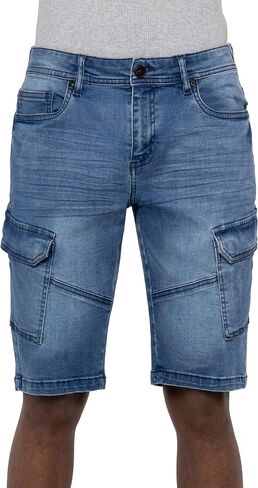 X RAY Men's 12" Slim fit Casual Denim Cargo Short, 6 Pockets Stretch Comfort Jean Cargo Shorts for Men in Saudi Arabia