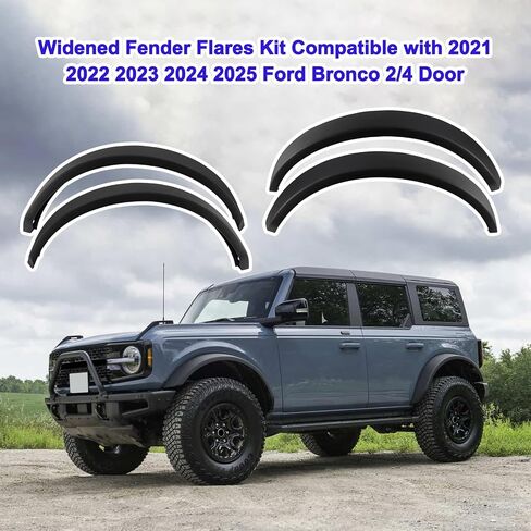 Widened Fender Flares Kit Compatible with 2021 2022 2023 2024 2025 Ford Bronco 2/4 Door Front & Rear Repalce M-9164-BFK M2DZ-16268-AA(Not for Sport and Raptor) in Saudi Arabia