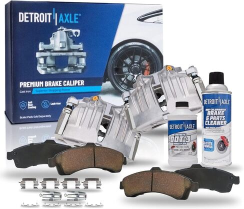 Detroit Axle - Front Disc Calipers + Brake Pads Replacement for Chevrolet Trailblazer GMC Envoy Buick Rainier Isuzu Ascender - 6pc Set in Saudi Arabia