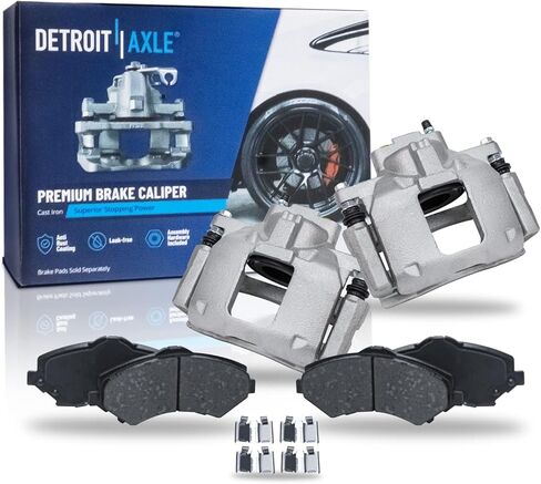 Detroit Axle-مجموعة الفرامل الأمامية لـ 08-12 Dodge Grand Caravan Chrysler Town & Country 09-11 Routan ، قرص الفرامل الفرجار منصات الفرامل الخزفية 2009 2010 2011 in Saudi Arabia