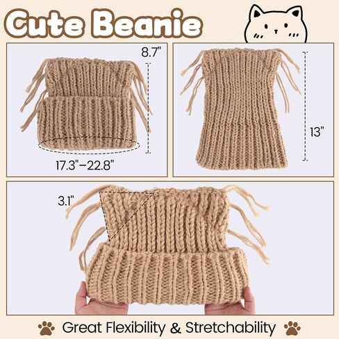 Babalet Cat Ear Beanie for Women Winter Winter Cap Cap chunky crochet hat hat tlouchy fox hat women winter strendy head leady in Kuwait