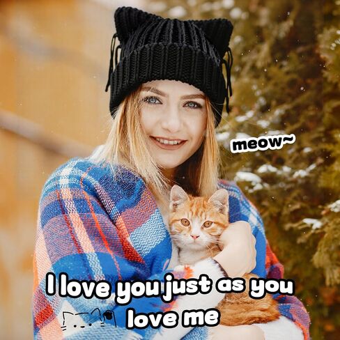 Babalet Cat Ear Beanie for Women Winter Winter Cap Cap chunky crochet hat hat tlouchy fox hat women winter strendy head leady in Kuwait
