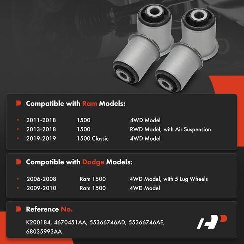 A-Premium 4 x Front Rearward Lower Control Arm Bushing Kit, Compatible with Ram 1500 2011-2018, 1500 Classic 2019 & Dodge Ram 1500 2006-2010 in Saudi Arabia