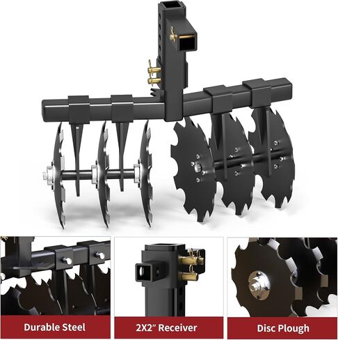 YITAMOTOR 28" Width Disc Plow Harrow with Universal 2" Receiver Mount for ATV UTV Black in Saudi Arabia