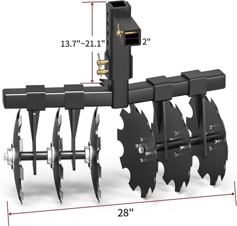 YITAMOTOR 28" Width Disc Plow Harrow with Universal 2" Receiver Mount for ATV UTV Black in Saudi Arabia