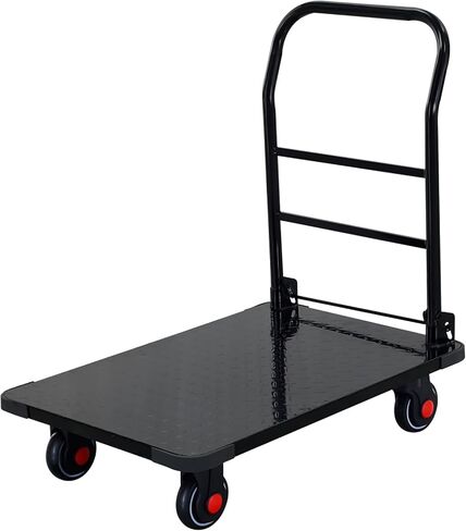 Heavy Duty Folding Flatbed Hand Cart with 360° Swivel Wheels, Steel Platform Truck for Luggage & Household Moving, High Load Capacity Dolly with Handle in Saudi Arabia