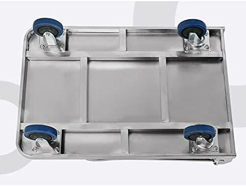 Stainless Steel Heavy-Duty Flatbed Cart with Foldable Handle, Thickened Panel for Luggage, Tools & Appliances - High Capacity Transport Push Cart in Saudi Arabia
