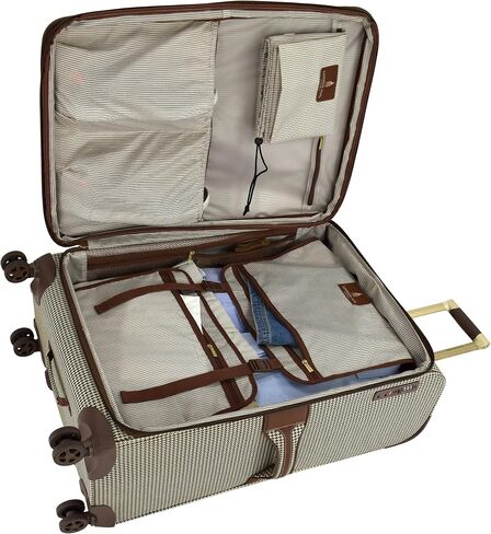 London Fog Cambridge 25" Expandable Spinner, Olive Houndstooth in Saudi Arabia