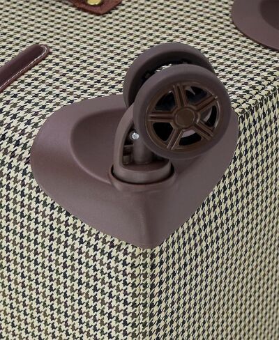 London Fog Cambridge 25" Expandable Spinner, Olive Houndstooth in Saudi Arabia