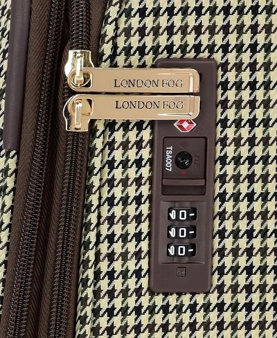 London Fog Cambridge 25" Expandable Spinner, Olive Houndstooth in Saudi Arabia