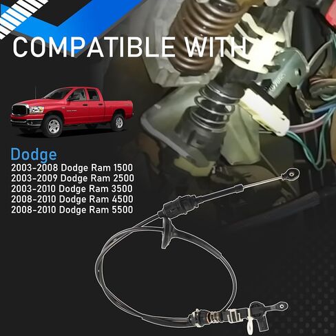 52107847AM Automatic Shift Control Cable Compatible With 2003-2010 Dodge Ram 1500 2500 3500 4500 5500 With 45RFE Auto Transmission Replacement Gear Cable Replaces 52107847AK in Saudi Arabia