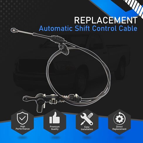 52107847AM Automatic Shift Control Cable Compatible With 2003-2010 Dodge Ram 1500 2500 3500 4500 5500 With 45RFE Auto Transmission Replacement Gear Cable Replaces 52107847AK in Saudi Arabia