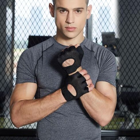 Breathable Workout Gloves, Workout Gloves with Wrist Wrap Support for Men and Women, Full Palm Protection, Exercise Gloves for Weight Lifting, Training, Gym, Training, Pull ups-Black in Saudi Arabia