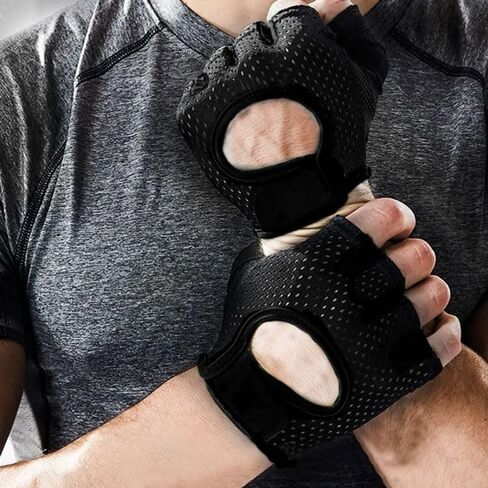 Breathable Workout Gloves, Workout Gloves with Wrist Wrap Support for Men and Women, Full Palm Protection, Exercise Gloves for Weight Lifting, Training, Gym, Training, Pull ups-Black in Saudi Arabia