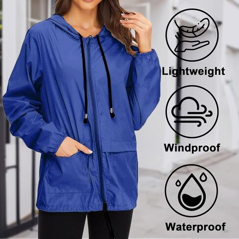 Women's Lightweight Packable Rain Jacket Waterproof Hooded Windbreaker for Hiking and Travel in Saudi Arabia