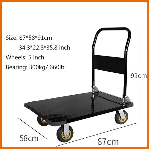 Folding Steel Platform Hand Truck with 360° Swivel Wheels, Heavy-Duty Push Cart for Luggage & Household Moving – Portable Hand Cart for Easy Transport (6in Wheels) in Saudi Arabia