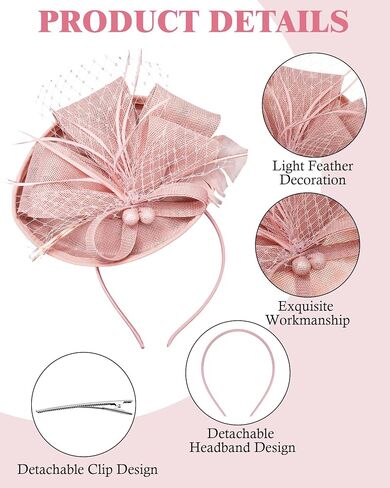 JaGely 6 Pack Fascinators Hats for Women Garden Tea Party Hats Bulk Vintage Multipack Derby Wedding Flower Cocktail Mesh Feathers Hair Clip for Christmas (Black, Beige, Blue, Pink, Green, Burgundy) in Saudi Arabia