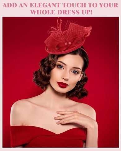 JaGely 6 Pack Fascinators Hats for Women Garden Tea Party Hats Bulk Vintage Multipack Derby Wedding Flower Cocktail Mesh Feathers Hair Clip for Christmas (Black, Beige, Blue, Pink, Green, Burgundy) in Saudi Arabia