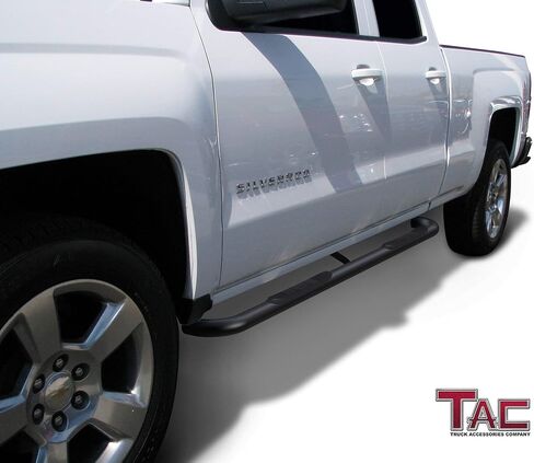 خطوات جانبية TAC تتناسب مع Chevy Silverado/GMC Sierra 1999-2018 1500 و 1999-2019 2500/3500 تمديد/مزدوج الكابينة (باستثناء C/K Classic) (جبل جبل) شاحنة بيك آب 3 "سوداء الجانب NERF الحانات 2 قطعتين in Kuwait
