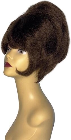 Beehive B-52 color BROWN - Enigma Wigs 1960s Theater Short Beahive Women Side Curl Bundle with Cap, MaxWigs Costume Wig Care Guide in Kuwait