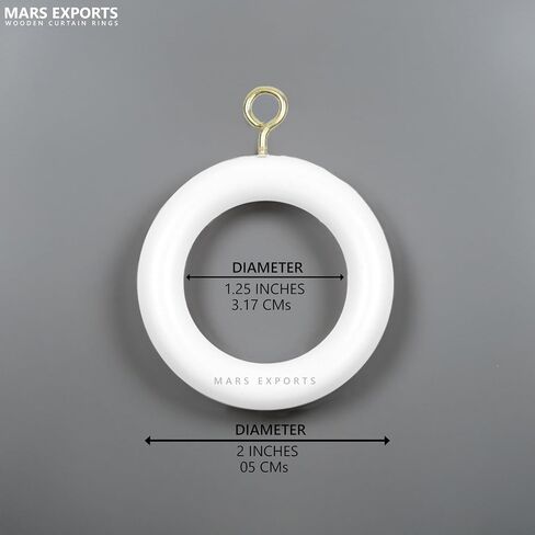 White Wooden Curtain Rod Rings | 2.5 Inch with Hooks & Hangers | Durable & Elegant Home Decor Upgrade for Living Room, Bedroom & Bathroom | Classic White Finish in Kuwait