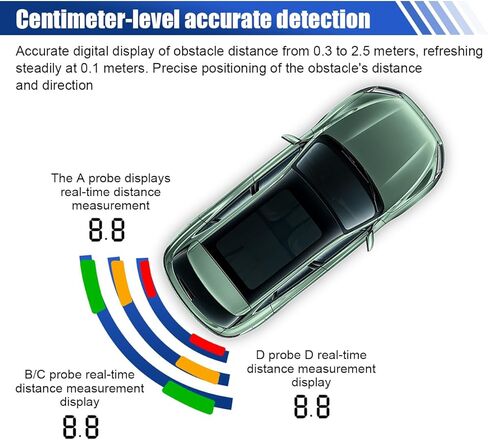 Car Parking Aid Sensor, 12V LED Display Auto Reverse Backup Sensor Kit, Vehicle Reversing Parking Radar System with 4 Sensors Alarm Buzzer Reminder & Distance Detection for Safe Driving (Black) in Saudi Arabia
