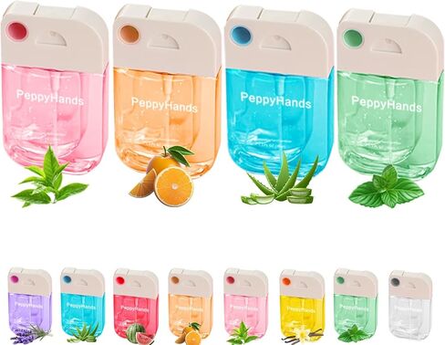 8 Pcs Hydrating Hand Sanitizer Spray, 8 Scents, 10.4 FL. OZ. Portable Sanitizer Spray for Travel Size, 500-Sprays Each Multi-Flavor, Refillable Plastic Travel. (8Pcs) in Saudi Arabia