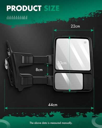 SCITOO Towing Mirrors Fit for Ford Super Duty Tow Mirror Fit 1999 2000 2001 2002 for F250 for F350 for F450 for F550 Super Duty Power Adjusted Heated Manual Telescoping Features No Signal in Kuwait