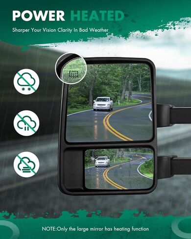 SCITOO Towing Mirrors Fit for Ford Super Duty Tow Mirror Fit 1999 2000 2001 2002 for F250 for F350 for F450 for F550 Super Duty Power Adjusted Heated Manual Telescoping Features No Signal in Kuwait