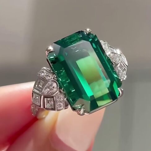 White Gold Plated Large Square Cubic Zirconia Stylish Engagement Rings Wedding Bridal Band Promise Rings Evening Parties Anniversary Valentine's Day Gifts Eternity Bands for Women in Saudi Arabia